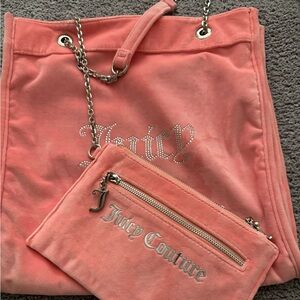 Juicy Couture Pink Velvet Tote and Pouch